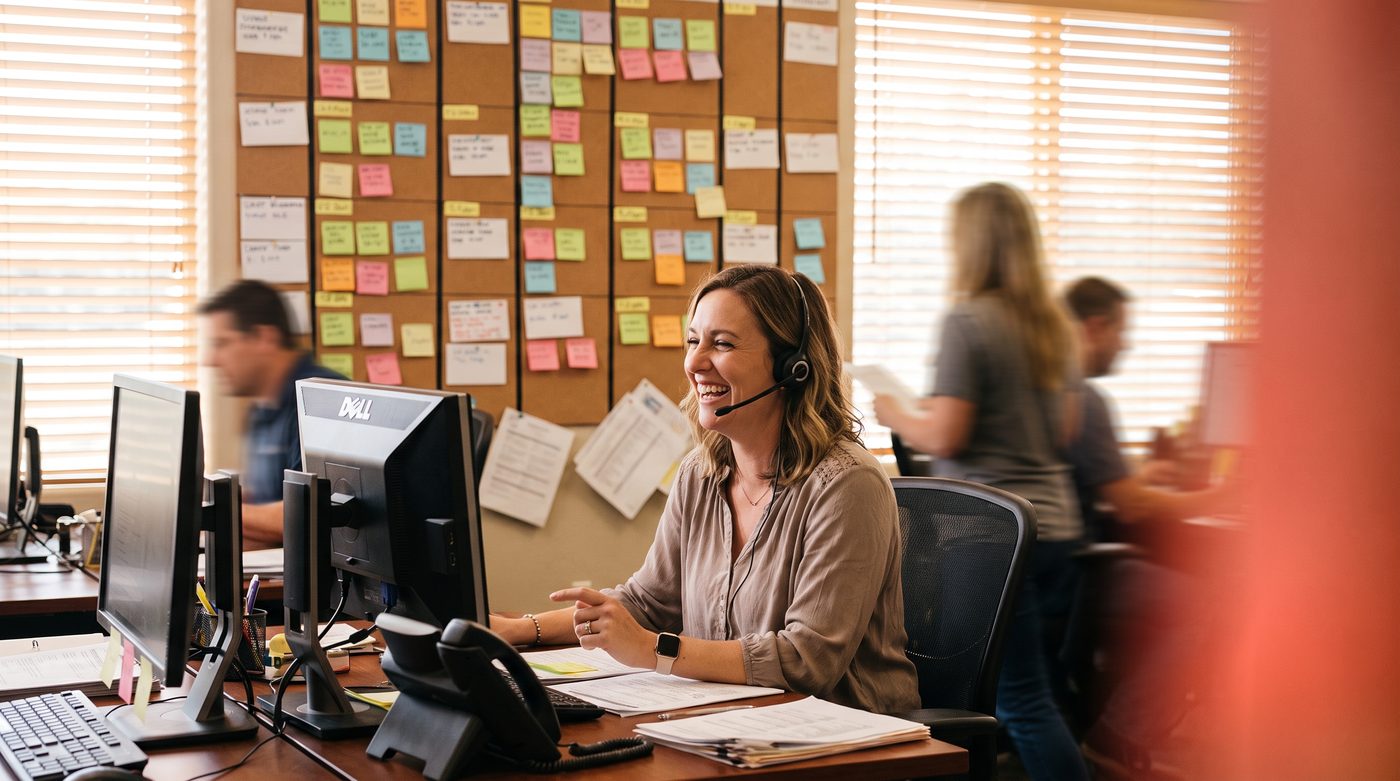 Busy dispatcher taking booked calls